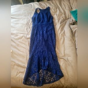 Blue long lace dress